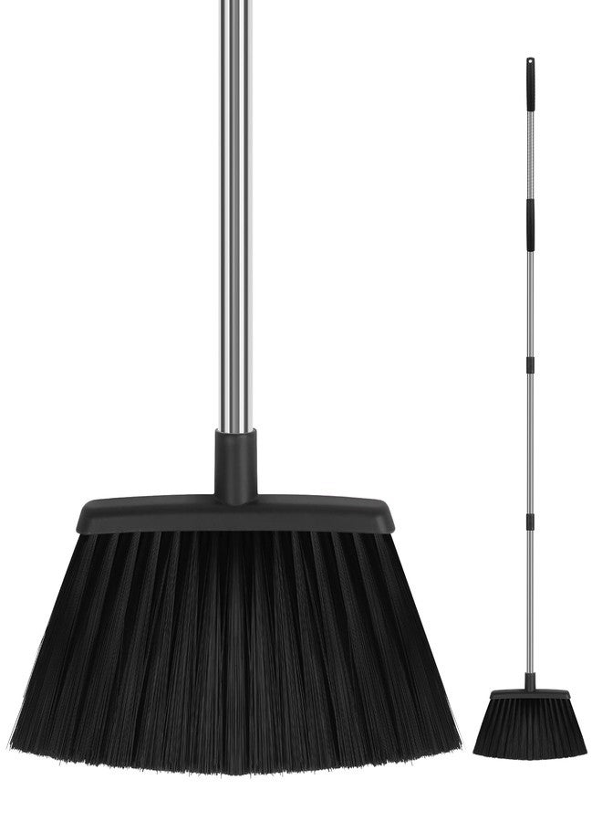 UDUK Heavy Duty Angle Broom, 55-Inch Long Handle Extra Wide 12.6 Inch Head, Stainless Steel Tube & PP Bristles for Pet Hair and Dust, Floor Safe - Black - Image 1